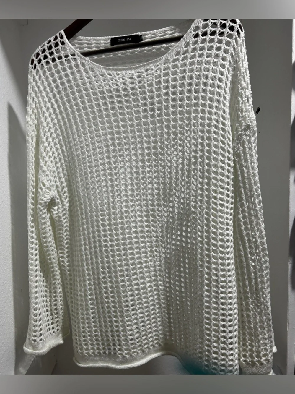 Zesica white mesh cover up tunic top  XL